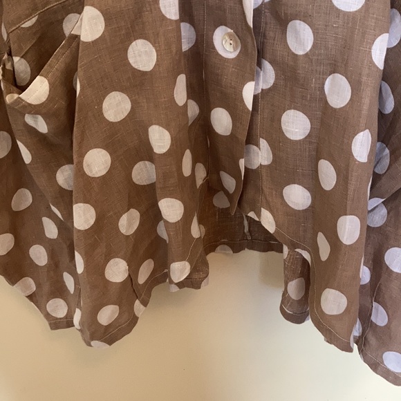 Blitz Taupe & White Polka Dot Linen Tulip Hem Dress Size Large BNWOT - Picture 7 of 12